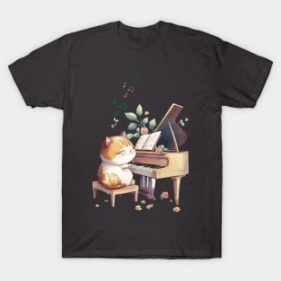 Cute cat playing the piano T-Shirt